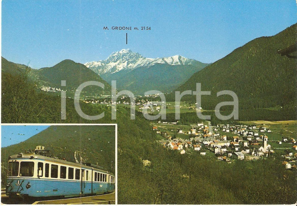 Cartolina originale da collezione 1970 ca VALLE VIGEZZO VB Monte Gridone e treno passeggeri Cartolina FG NV 1