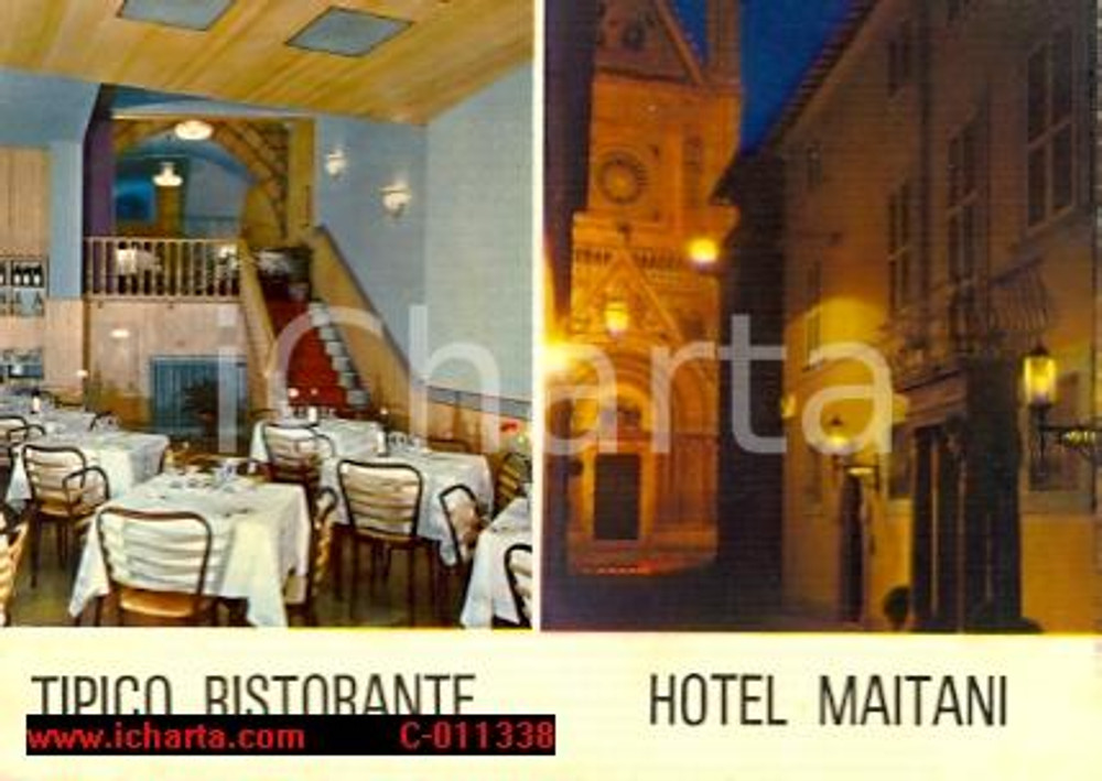 Cartolina originale da collezione 1970 ca ORVIETO TR Vedutine HOTEL MAITANI Tipico ristorante Vintage FG NV 1