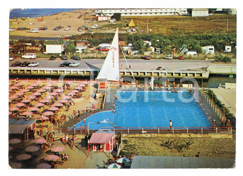 Cartolina originale da collezione 1965 ca MISANO ADRIATICO RN Bagni piscina LUIGI E CLAUDIO a PORTOVERDE Vintage 1