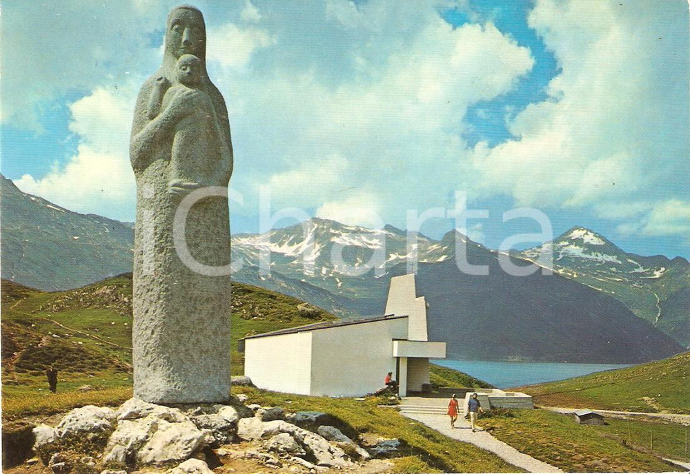 Cartolina originale da collezione 1971 PASSO DEL LUCOMAGNO SVIZZERA Statua della Madonna Cartolina FG VG 1