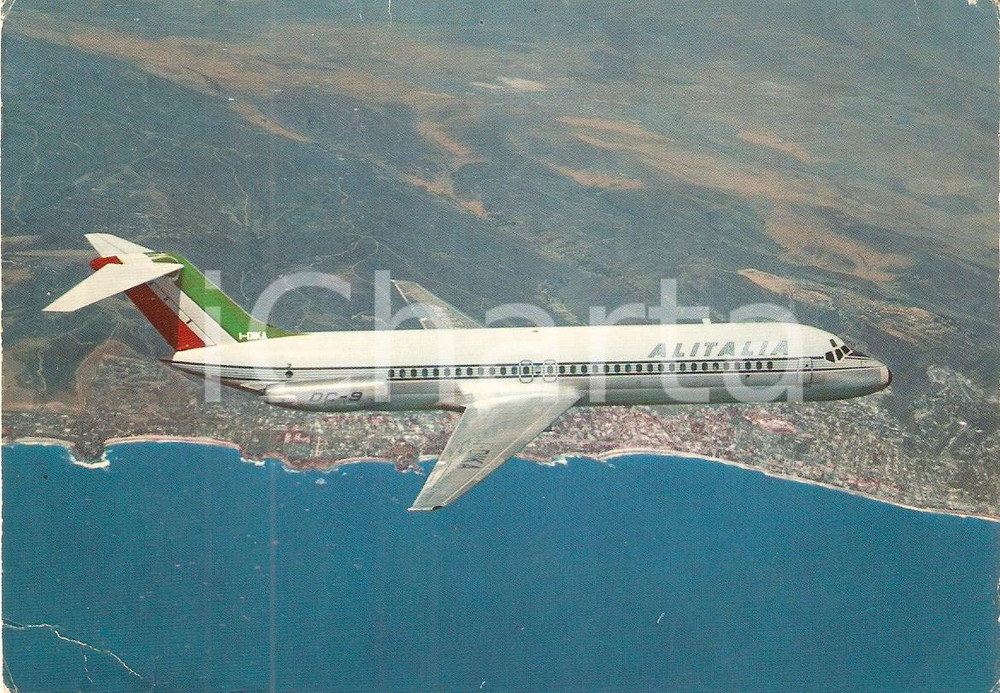 Cartolina originale da collezione 1970 ca ALITALIA Aereo Douglas DC9/30 Cartolina FG NV 1