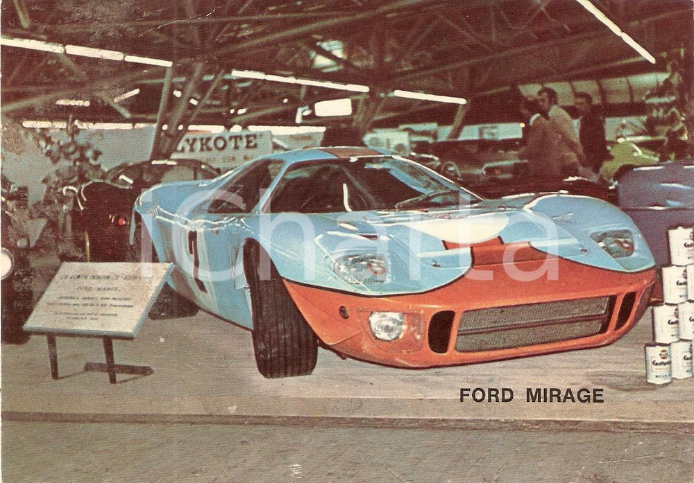 Cartolina originale da collezione 1970 ca FORD MIRAGE Esposizione dell auto Cartolina FG VG 1