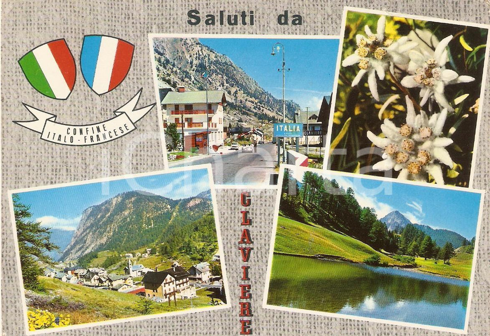 Cartolina originale da collezione 1968 CLAVIERE TO Vedutine con frontiera e Monte Janus Cartolina FG VG 1