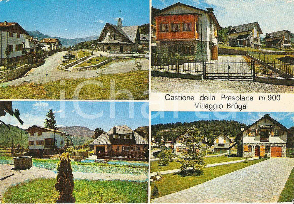 Cartolina originale da collezione 1975 CASTIONE DELLA PRESOLANA BG Vedutine Villaggio Brugai Cartolina FG VG 1