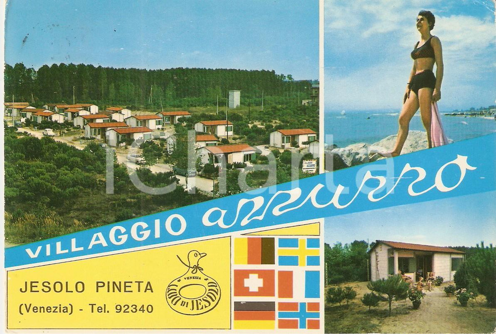 Cartolina originale da collezione 1973 JESOLO PINETA VE Vedutine Villaggio Azzurro Cartolina FG VG 1