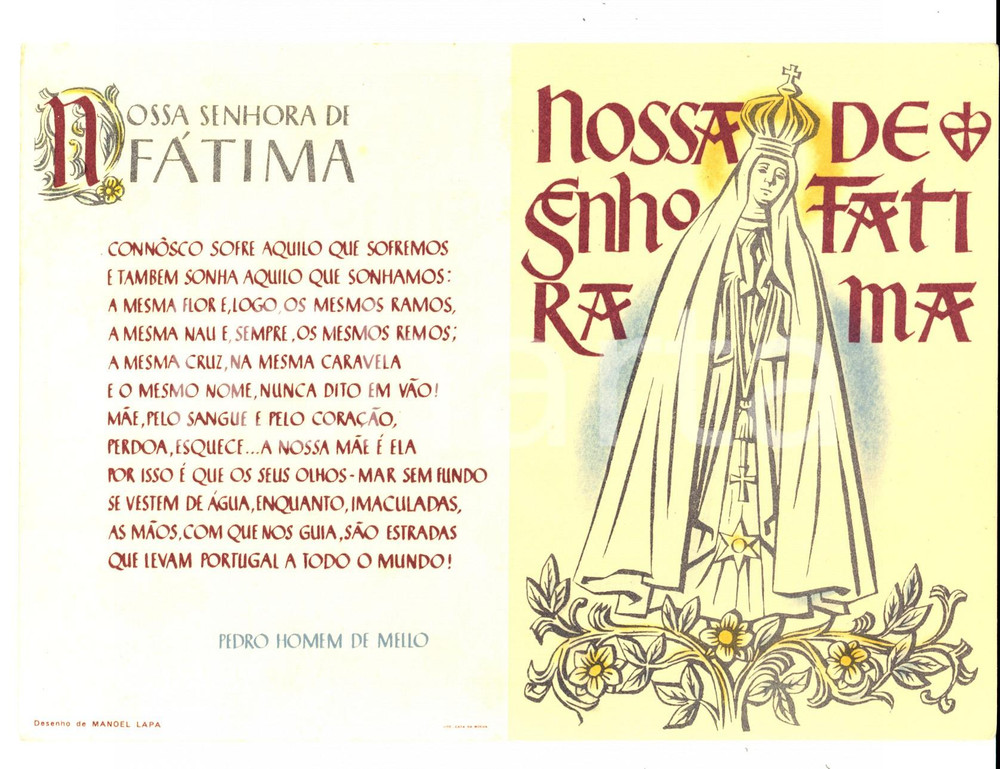 Oggetto da collezione cartaceo 1957 PORTOGALLO Nostra Signora di Fatima Biglietto postale ILLUSTRATO 1