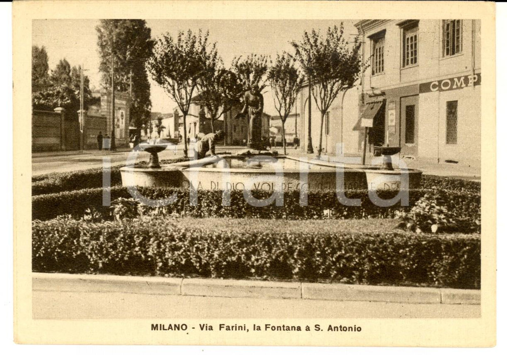 Cartolina originale da collezione 1938 MILANO Via FARINI  Fontana a S. ANTONIO Cartolina postale FG VG 1