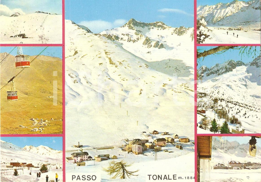 Cartolina originale da collezione 1970 PASSO TONALE TN Vedutine con funivia Cartolina FG VG 1
