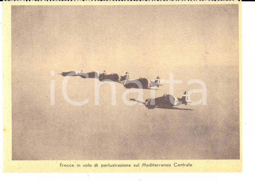 Cartolina originale da collezione 1940 WW2 Frecce in volo di perlustrazione sul Mediterraneo Centrale Cartolina 1