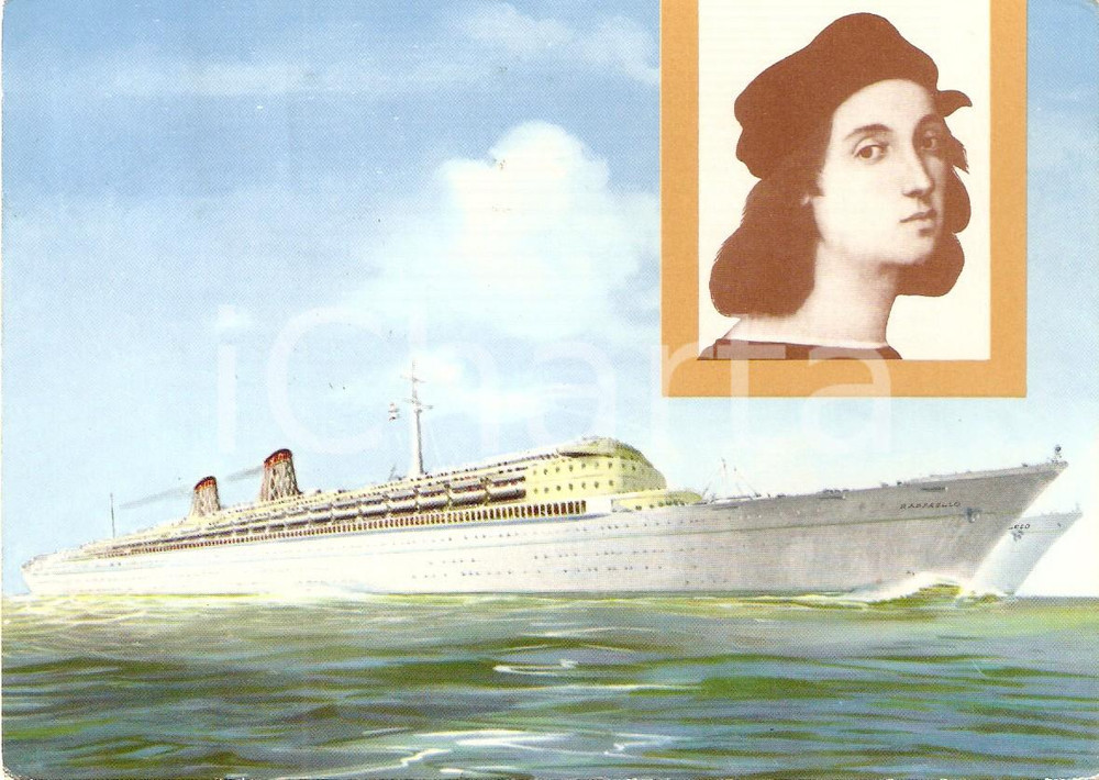 Cartolina originale da collezione 1965 ca MARINA MERCANTILE Transatlantico RAFFAELLO Società Navigazione ITALIA 1 1