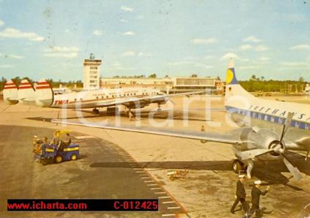 Cartolina originale da collezione 1960 FRANKFURTAMMAIN DE Veduta dell aeroporto Cartolina FG VG 1