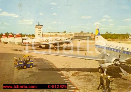 Cartolina originale da collezione 1960 FRANKFURTAMMAIN DE Veduta dell aeroporto Cartolina FG VG 1