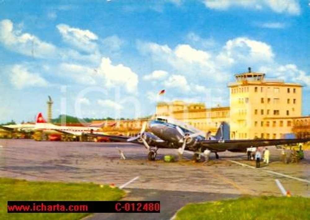 Cartolina originale da collezione 1965 DUSSELDORF Veduta dell aeroporto Cartolina VINTAGE FG VG 1