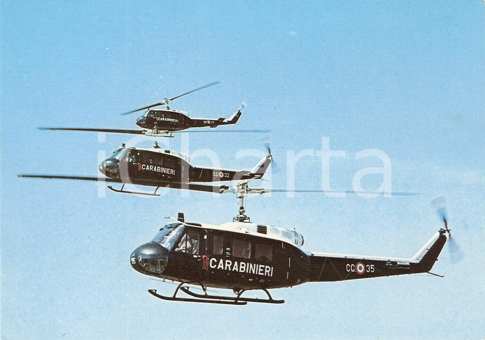 Cartolina originale da collezione 1975 ca ARMA DEI CARABINIERI Elicotteri in volo Cartolina FG NV 1