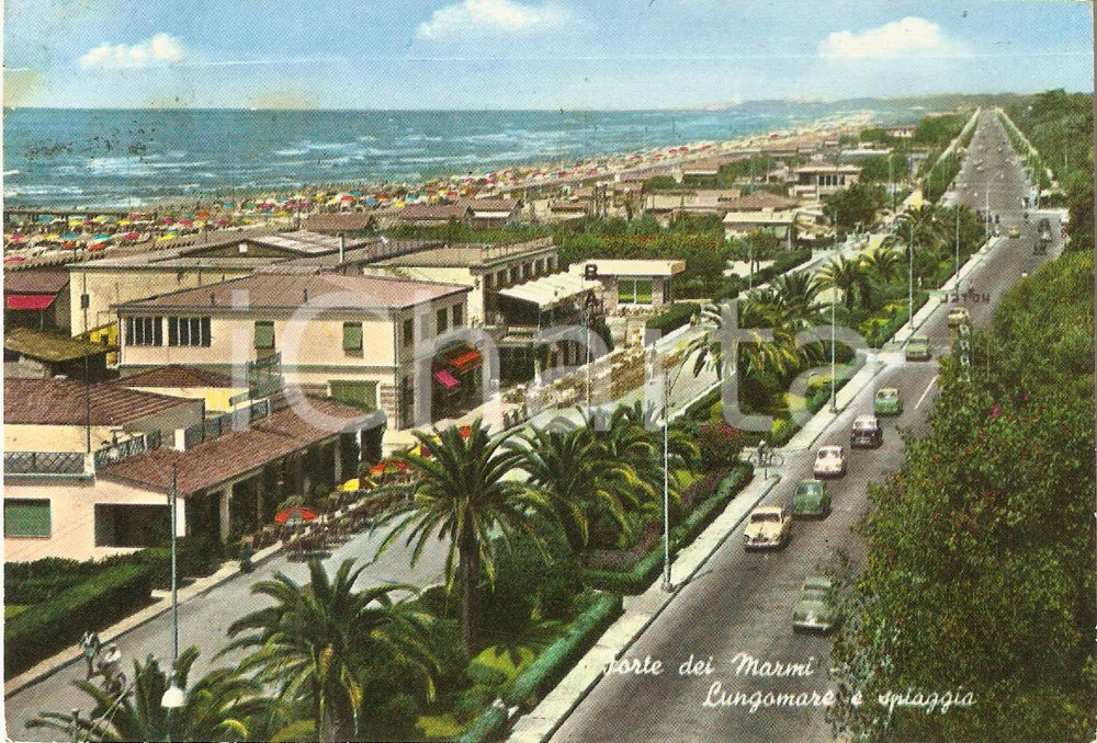 Cartolina originale da collezione 1961 FORTE DEI MARMI LU Lungomare e spiaggia Cartolina FG VG 1