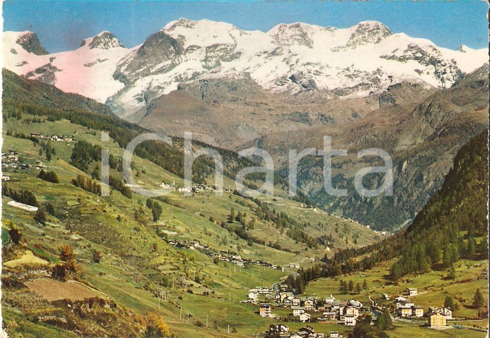 Cartolina originale da collezione 1968 AYAS AO Frazione PERIASC con ghiacciai Monte Rosa Cartolina FG VG 1
