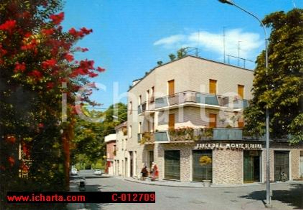 Cartolina originale da collezione 1976 MONTICELLI TERME Via Matteotti Banca del MONTE DI PARMA FG VG 1