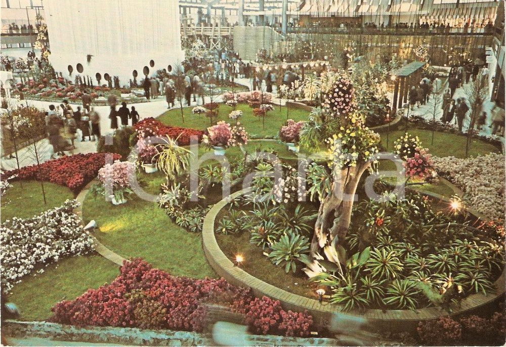 Cartolina originale da collezione 1976 GENOVA Fiera EUROFLORA Panoramica allestimenti floreali Cartolina FG NV 1