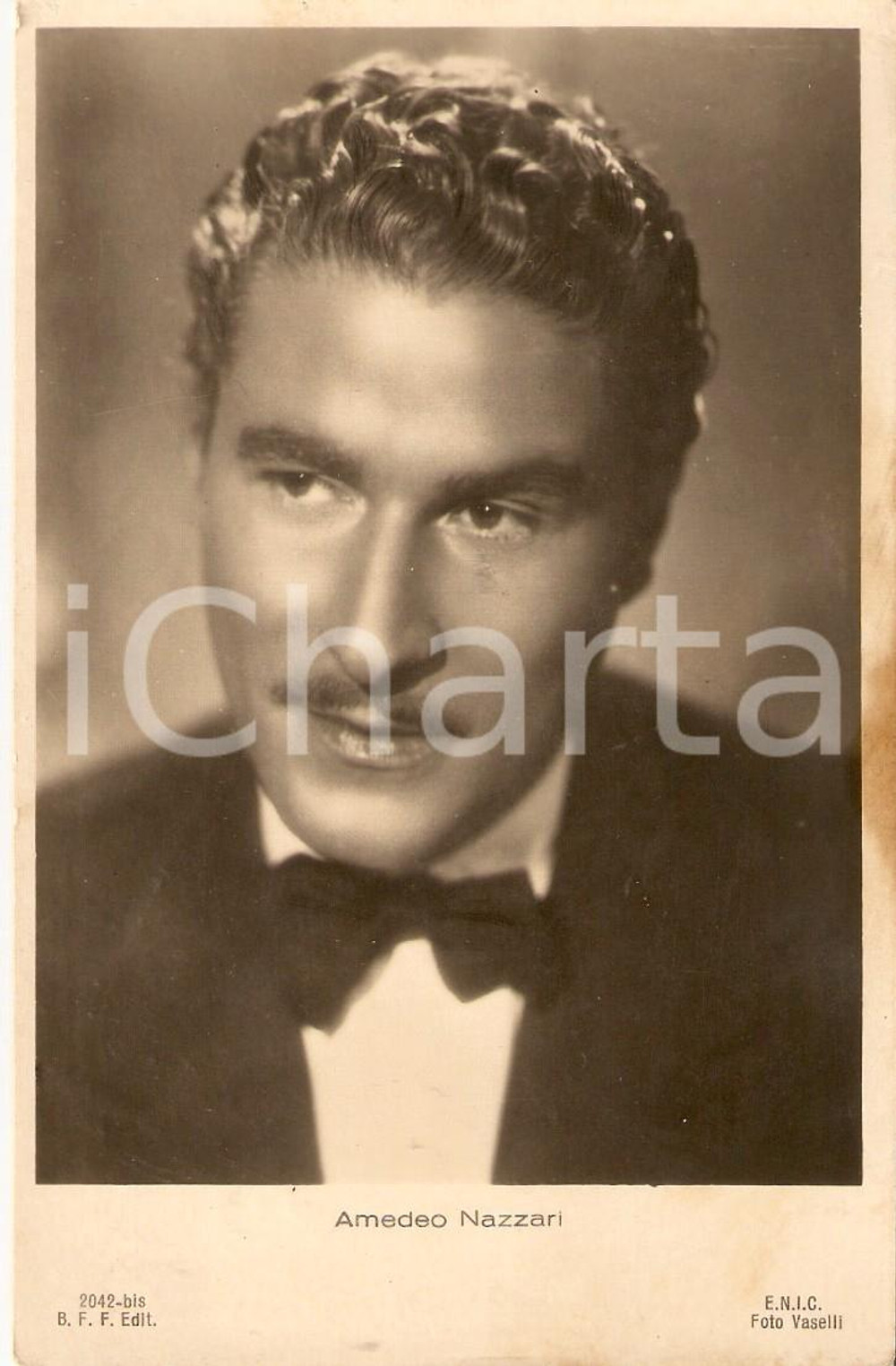 Cartolina originale da collezione 1945 ca CINEMA Attore Amedeo NAZZARI indossa smocking Cartolina FP NV 1