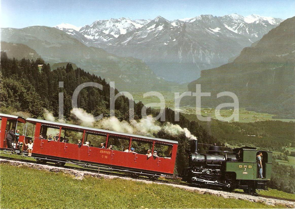 Cartolina originale da collezione 1975 ca HASLITAL SVIZZERA Brienz Rothorn Bahn BRB Treno Cartolina ANIMATA FG 1