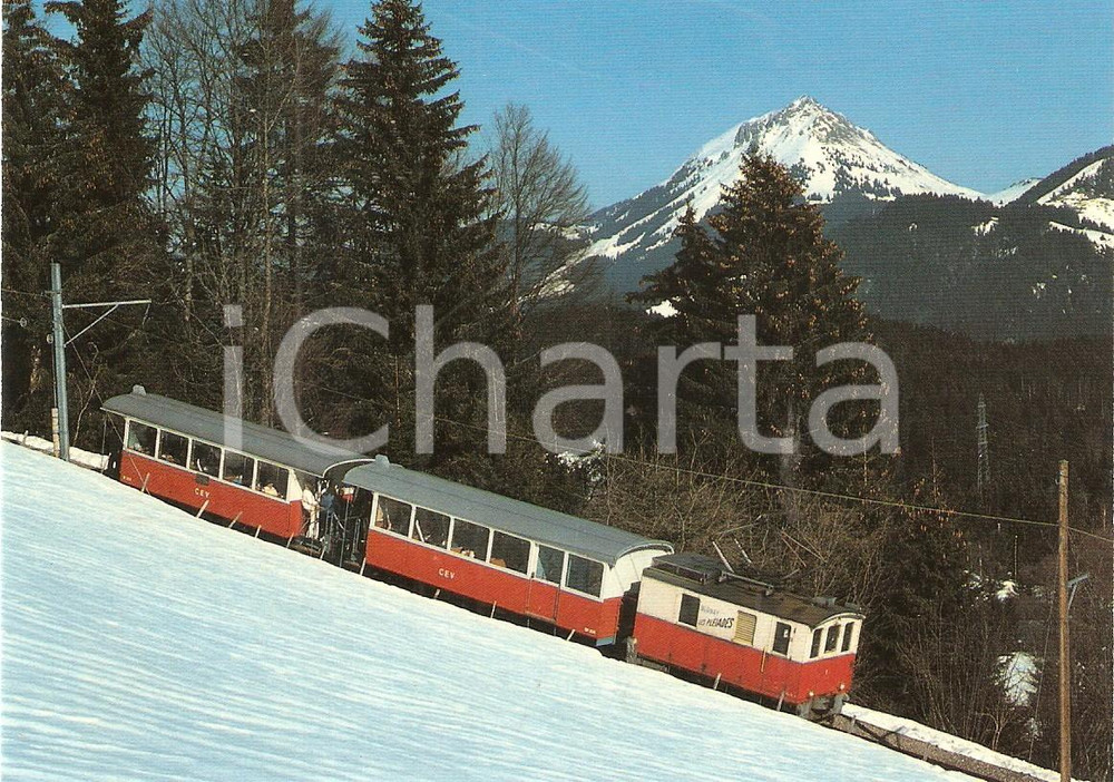 Cartolina originale da collezione 1982 LALLY (SVIZZERA) Locomotiva elettrica CEV He 2/2 1 Vagone BD 206 *Cartolina 1