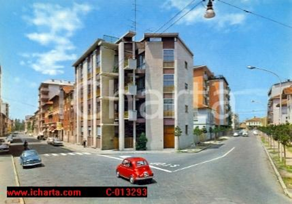 Cartolina originale da collezione 1970 ca BUSTO ARSIZIO Fiat 500 all'incrocio Via MAMELI Via FERRARIS ^Cartolina 1