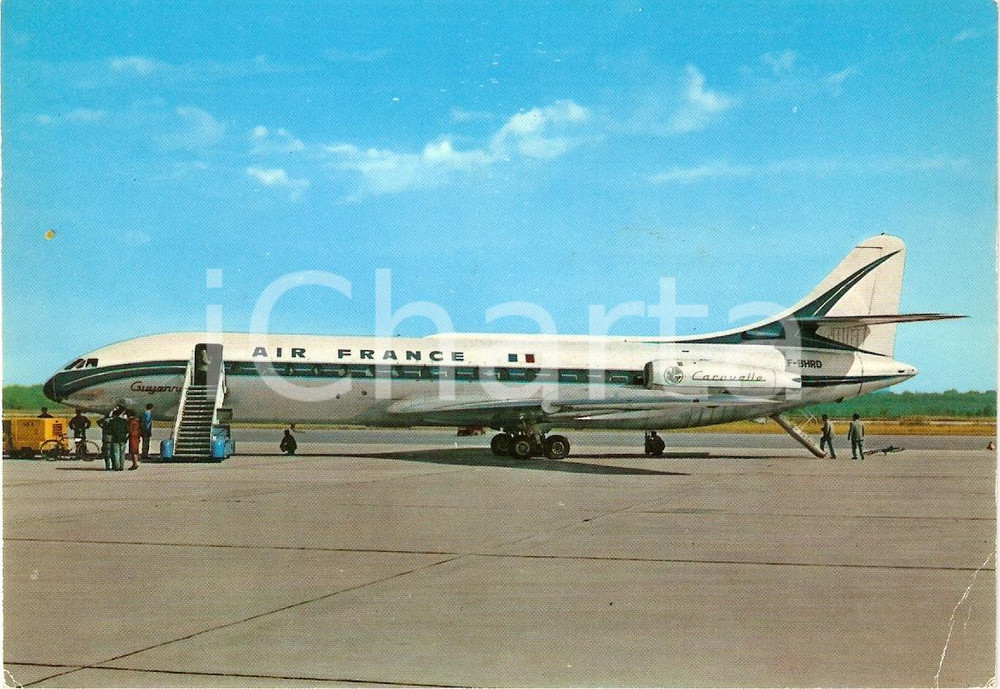 Cartolina originale da collezione 1965 ca MILANO Aeroporto MALPENSA - AIR FRANCE Sud aviation CARAVELLE Cartolina 1