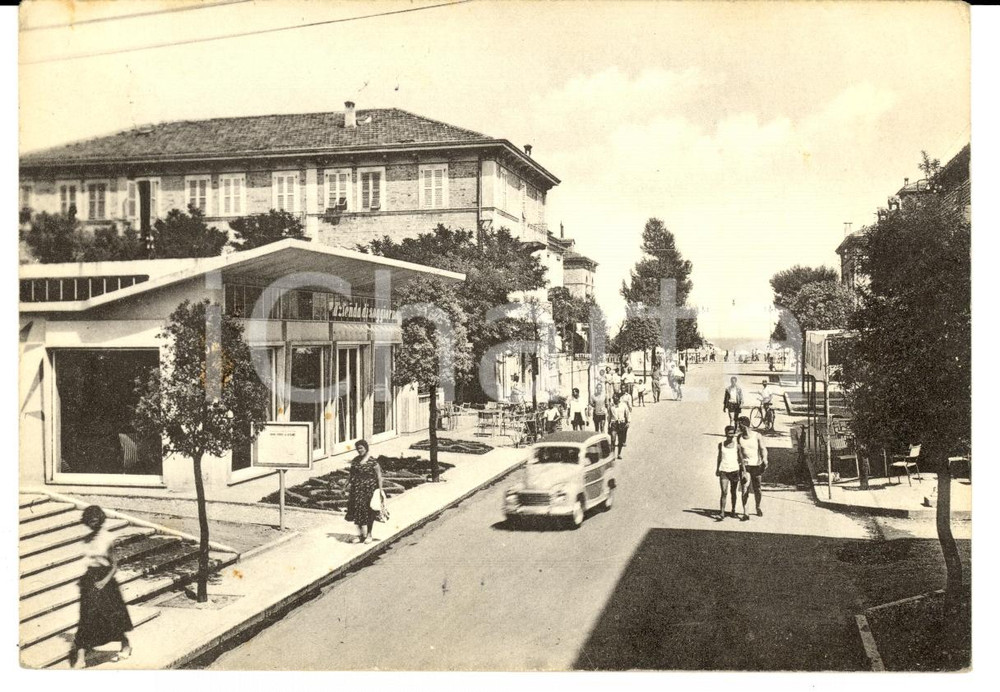 Cartolina originale da collezione 1955 PORTO SAN GIORGIO (FM) Via OBERDAN con Azienda di soggiorno *FG VG 1