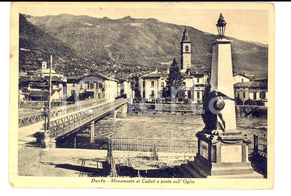 Cartolina originale da collezione 1955 DARFO (BS) Monumento ai Caduti e ponte sull'OGLIO *Cartolina FG VG 1