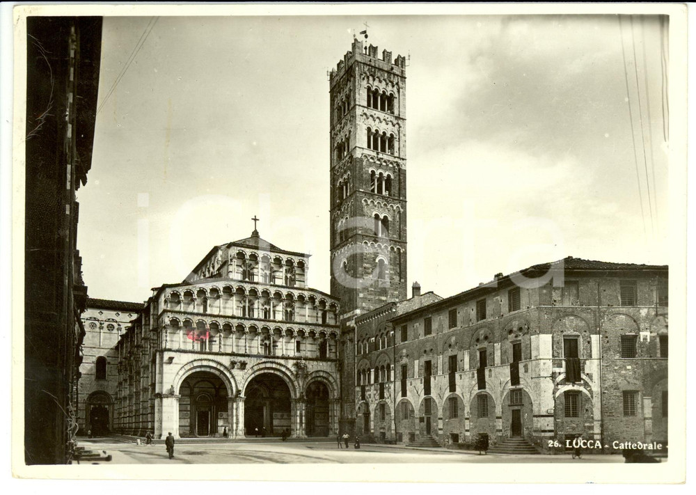 Cartolina originale da collezione 1943 LUCCA Veduta della cattedrale di SAN MARTINO *Cartolina ANIMATA FG VG 1