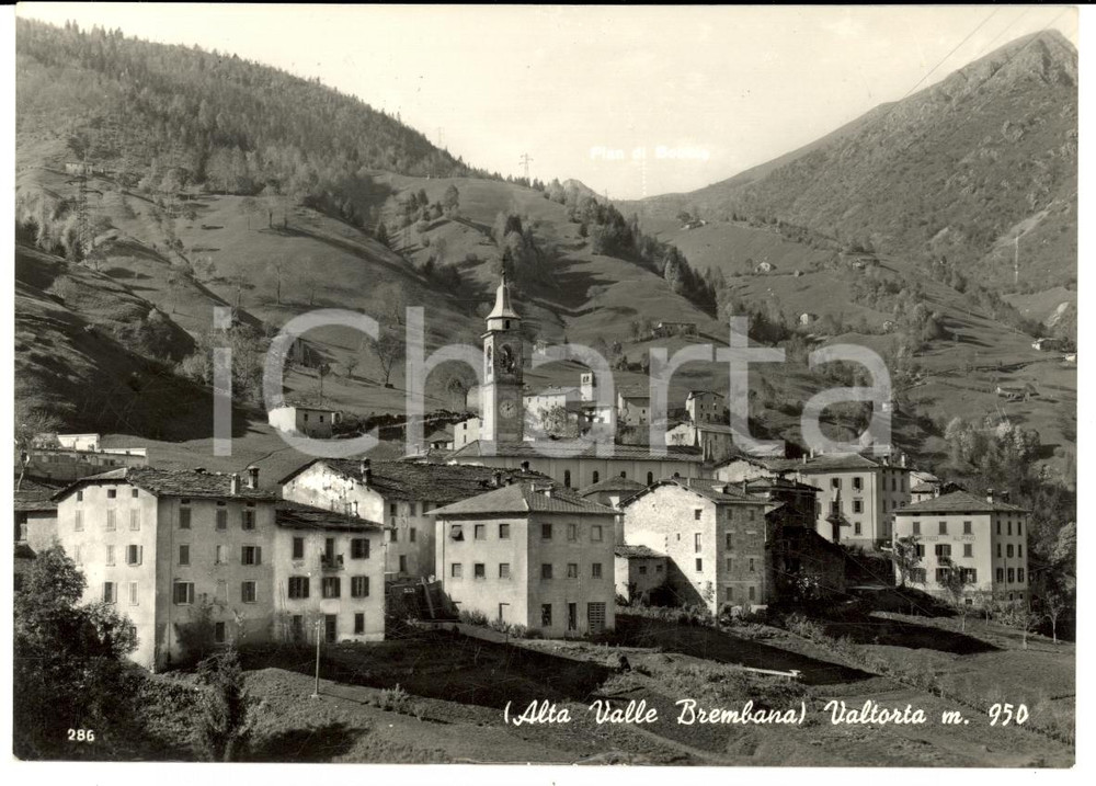 Cartolina originale da collezione 1961 VALTORTA (BG) Veduta dell'Alta Valle BREMBANA con Pian di BOBBIO FG VG 1