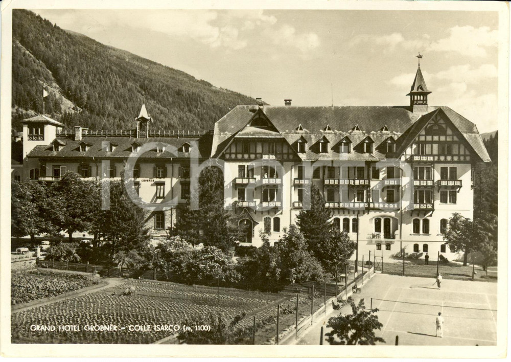 Cartolina originale da collezione 1935 BRENNERO (BZ) GRAND HOTEL GROEBNER su COLLE ISARCO *Cartolina ANIMATA FG VG 1