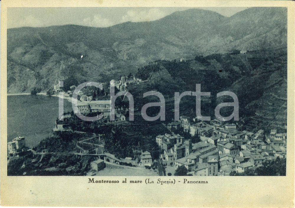 Cartolina originale da collezione 1947 MONTEROSSO SP Veduta del paese tra le CINQUE TERRE Cartolina FG VG 1