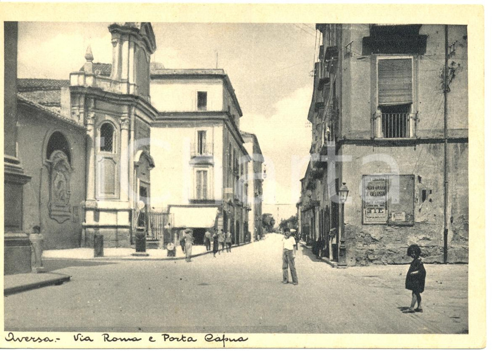 Cartolina originale da collezione 1940 ca AVERSA Veduta di via ROMA da porta CAPUA Cartolina FG NV 1