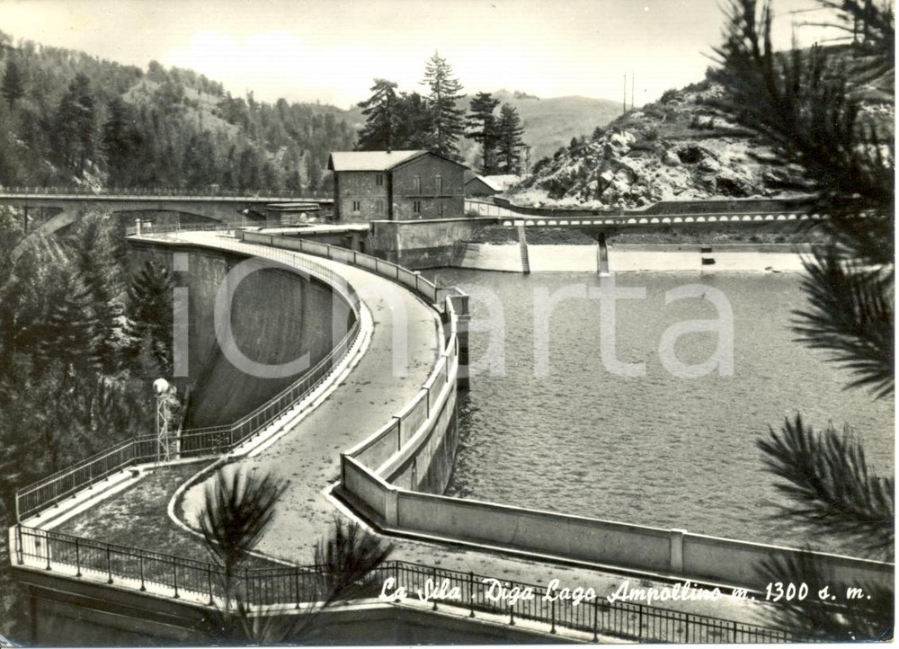 Cartolina originale da collezione 1968 CATANZARO La diga del lago AMPOLLINO nella SILA * Cartolina FG VG 1