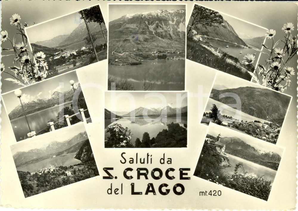 Cartolina originale da collezione 1956 SANTA CROCE DEL LAGO BL Vedutine panoramiche del lago FG VG 1