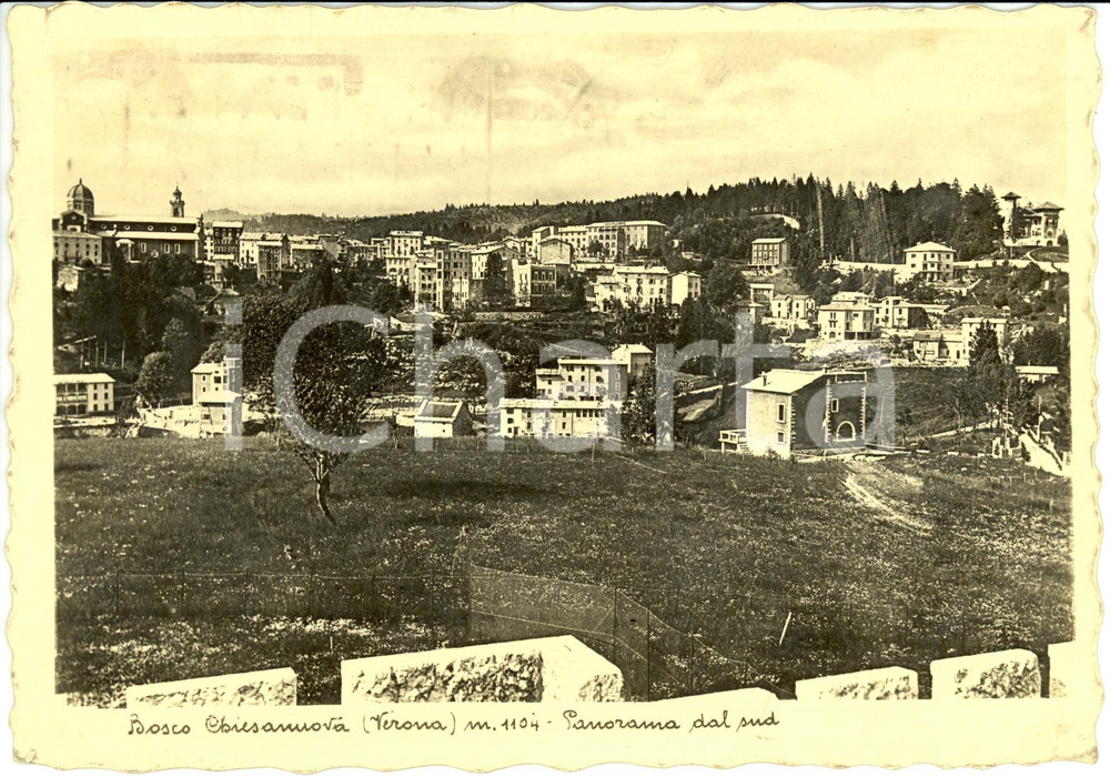 Cartolina originale da collezione 1937 BOSCO CHIESANUOVA (VR) Veduta panoramica del paese da sud *Cartolina FG VG 1