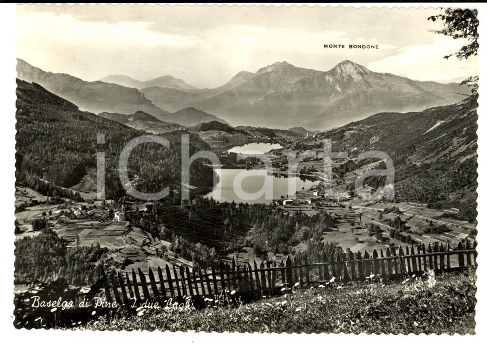 Cartolina originale da collezione 1962 BASELGA DI PINE  TN I due laghi Cartolina postale FG VG 1