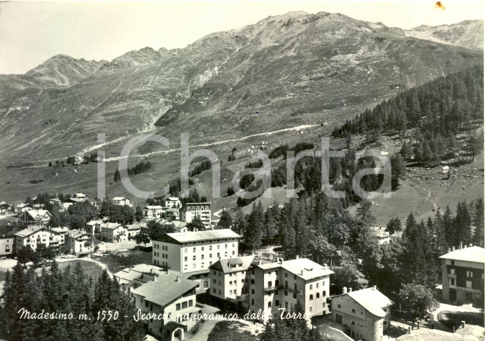Cartolina originale da collezione 1965 MADESIMO (SO) Scorcio panoramico dalla TORRE *Cartolina postale FG VG 1