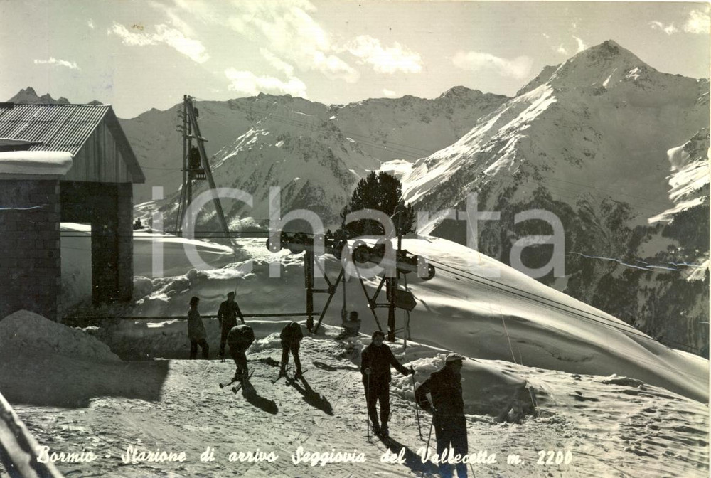 Cartolina originale da collezione 1961 BORMIO SO Stazione SEGGIOVIA DEL VALLECETTA Cartolina animata FG VG 1