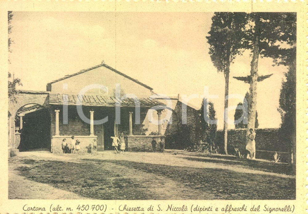 Cartolina originale da collezione 1940 ca CORTONA AR Chiesetta di S: NICCOLO  Cartolina animata FG NV 1