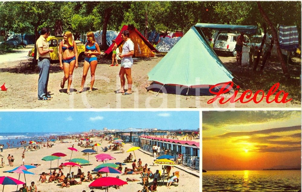 Cartolina originale da collezione 1970 ca LICOLA (NA) Lido MONSOLEIL e CAMPING *Cartolina VINTAGE FG NV 1