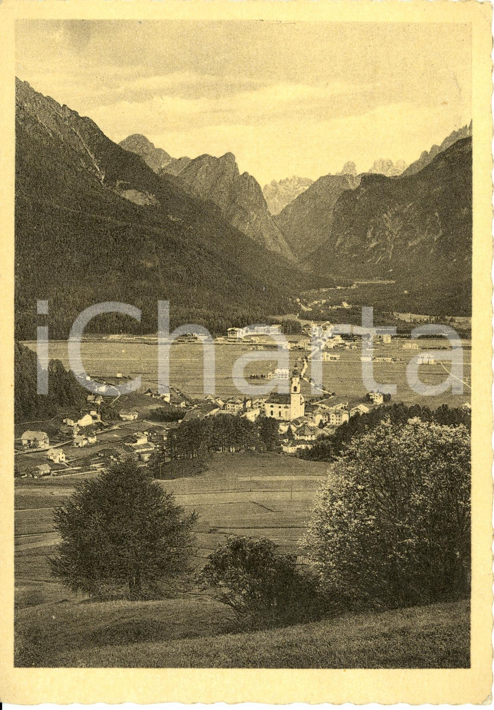 Cartolina originale da collezione 1946 DOBBIACO (BZ) Veduta panoramica del paese e della vallata *Cartolina FG NV 1