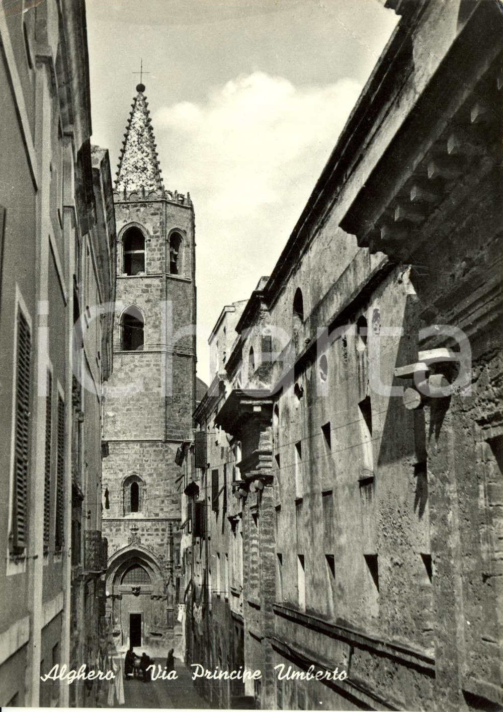 Cartolina originale da collezione 1955 ALGHERO SS Scorcio pittoresco di via Principe UMBERTO Cartolina FG VG 1