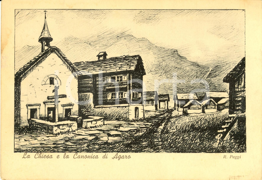 Cartolina originale da collezione 1939 PREMIA VB Veduta chiesa e canonica di AGRARO Cartolina illustrata FG VG 1