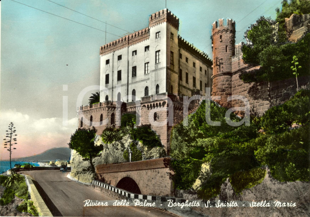 Cartolina originale da collezione 1957 BORGHETTO SANTO SPIRITO SV Castello STELLA MARIS Cartolina FG VG 1