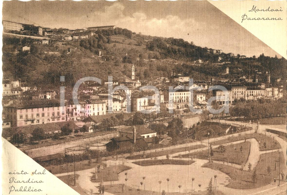 Cartolina originale da collezione 1938 MONDOVI' (CN) Veduta panoramica del giardino pubblico *Cartolina FG VG 1