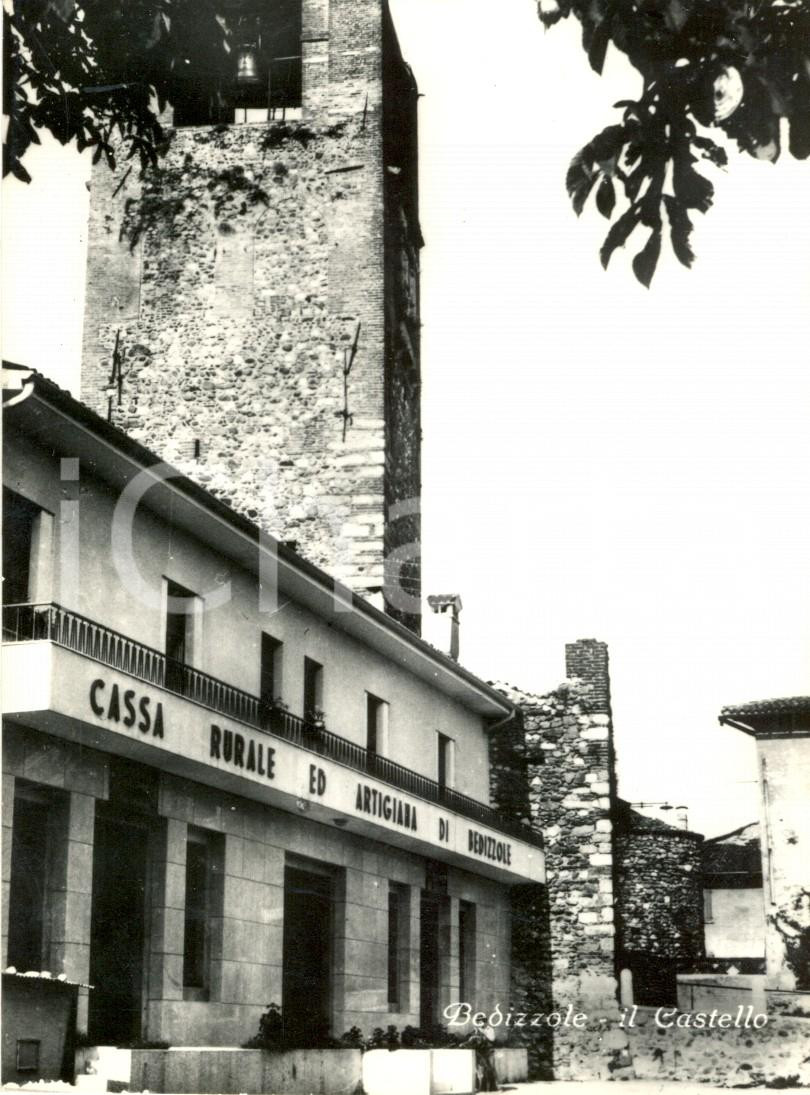 Cartolina originale da collezione 1955 ca BEDIZZOLE (BS) Castello e Cassa Rurale ed Artigiana *FG VG 1