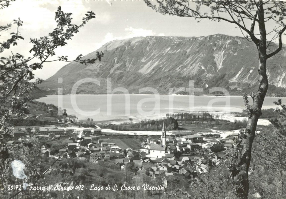 Cartolina originale da collezione 1965 FARRA D'ALPAGO (BL) Lago di SANTA CROCE e VISENTIN *Cartolina FG VG 1