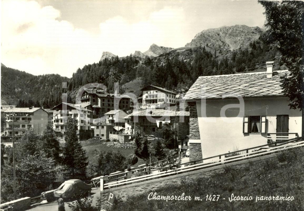 Cartolina originale da collezione 1965 CHAMPORCHER AO Scorcio panoramico Cartolina animata FG VG 1